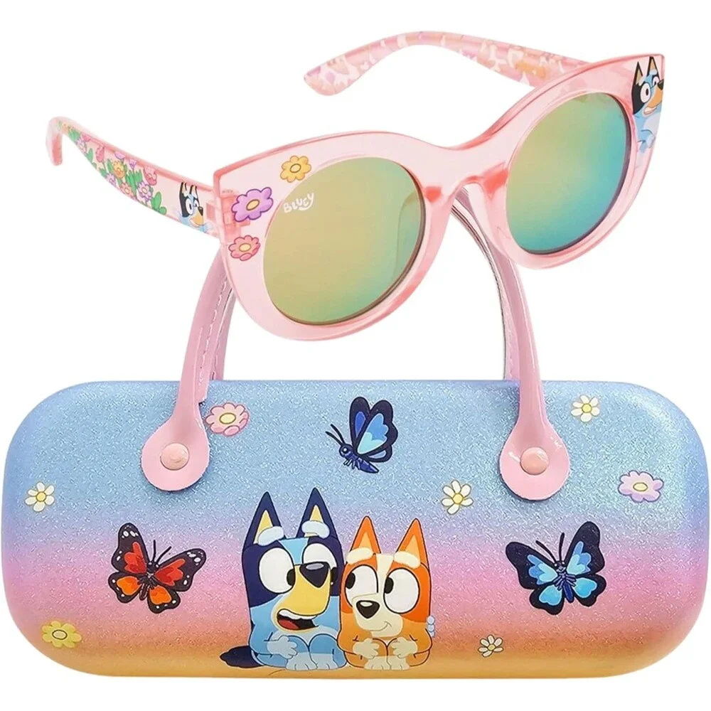 Bluey Bingo Girls Pink Cat Eye Sunglasses *Case Included*